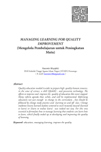 MANAGING LEARNING FOR QUALITY IMPROVEMENT (Mengelola