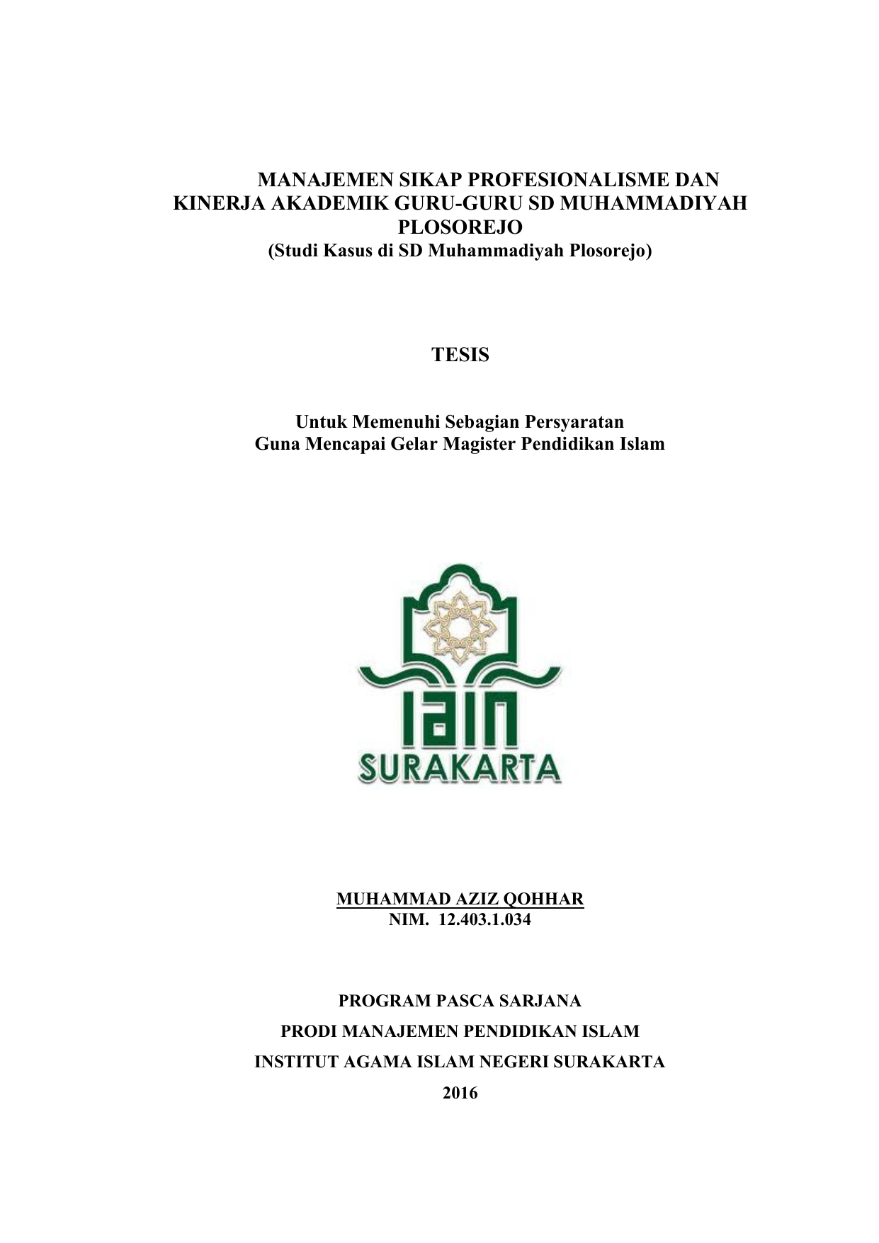 Contoh Tesis Manajemen Pendidikan Islam Contoh Soal Dan Materi Pelajaran 7
