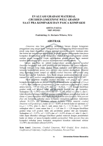 evaluasi gradasi material crushed limestone well graded saat pra