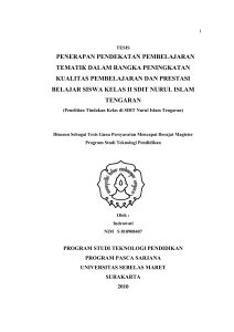 penerapan pendekatan pembelajaran tematik dalam rangka