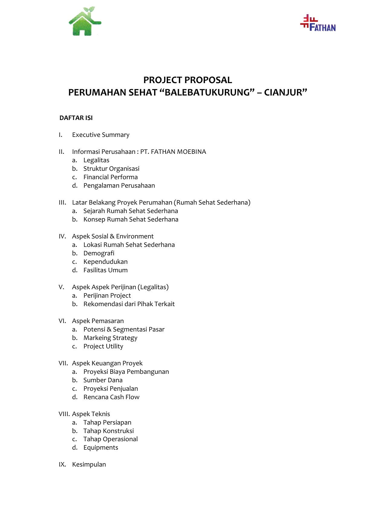 Proposal Proyek Perumahan