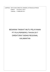 besaran tingkat mutu pelayanan pt pln (persero) tahun