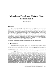 Menyimak Pemikiran Hukum Islam Satria Effendi