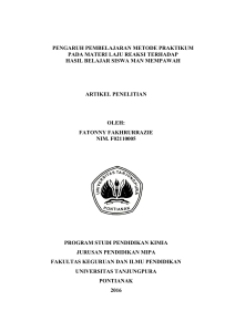 pengaruh pembelajaran metode praktikum pada materi laju reaksi