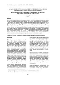 analisis efisiensi teknis usaha budidaya pembesaran