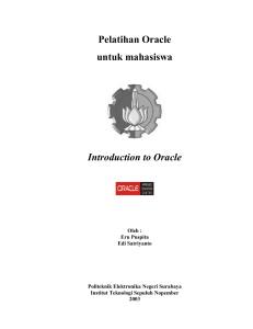 Pelatihan Oracle untuk mahasiswa Introduction to Oracle