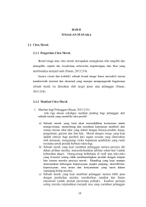 BAB II TINJAUAN PUSTAKA 2.1 Citra Merek 2.1.1 Pengertian Citra