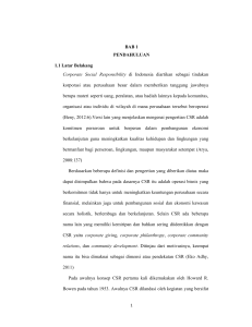 BAB 1 PENDAHULUAN 1.1 Latar Belakang Corporate Social