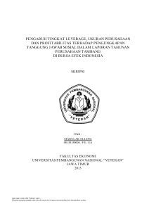 pengaruh tingkat leverage, ukuran perusahaan dan profitabilitas