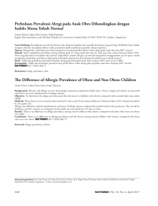 Perbedaan Prevalensi Alergi pada Anak Obes Dibandingkan