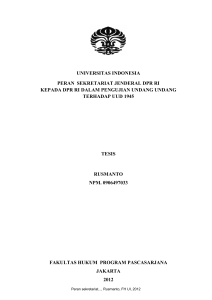 universitas indonesia peran sekretariat jenderal dpr ri kepada dpr ri