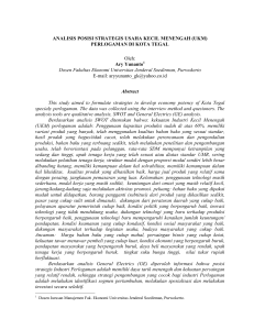 ANALISIS POSISI STRATEGIS USAHA KECIL MENENGAH (UKM
