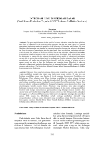 INTEGRASI ILMU DI SEKOLAH DASAR (Studi