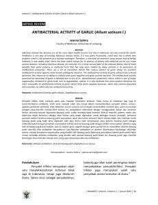 ANTIBACTERIAL ACTIVITY of GARLIC (Allium