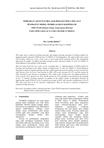 Perbaikan Aktivitas Belajar Biologi Siswa Melalui Penerapan Model