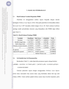 V. HASIL DAN PEMBAHASAN 5.1 Hasil Estimasi