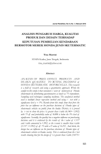 AnAlisis PengAruh hArgA, KuAlitAs ProduK dAn desAin terhAdAP