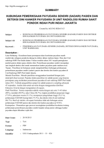 summary hubungan pemeriksaan payudara sendiri (sadari) pasien