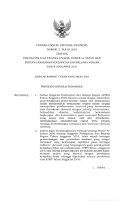 undang-undang republik indonesia nomor 2 tahun 2010