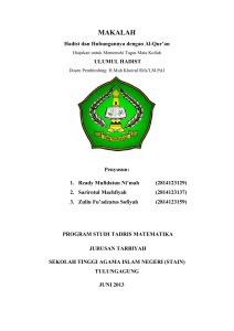 Hadist dan Hubungannya dengan Al-Qur`an