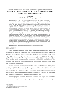 the implementation of `guided inquiry model` on physics learning in