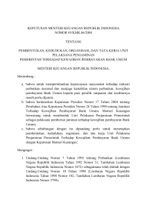 KEPUTUSAN MENTERI KEUANGAN REPUBLIK INDONESIA