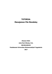 TUTORIAL Manajemen File Mendeley - MMR Umy
