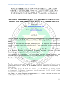 Jurnal : Pengaruh Pelatihan dan Supervisi Terhadap Kinerja Perawat