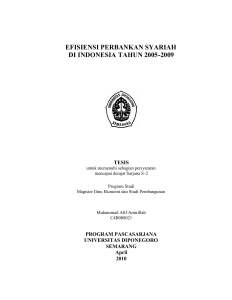 efisiensi perbankan syariah di indonesia tahun 2005-2009