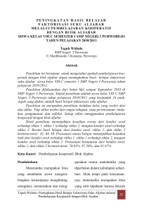 35 peningkatan hasil belajar faktorisasi suku aljabar melalui