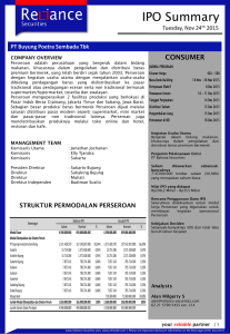 IPO Summary - Reliance Securities