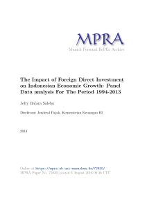 The Impact of Foreign Direct Investment on Indonesian Economic