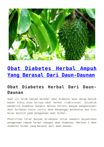 Obat Diabetes Herbal Ampuh Yang Berasal Dari Daun