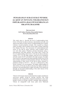 pemahaman surat-surat pendek al-qur`an tentang toleransi