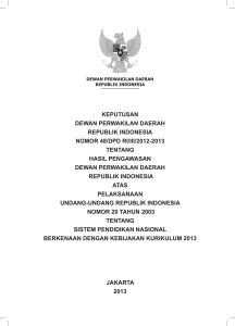 keputusan dewan perwakilan daerah republik indonesia