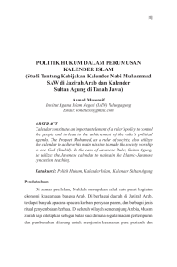 POLITIK HUKUM DALAM PERUMUSAN KALENDER ISLAM (Studi