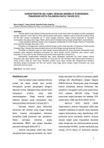 karakteristik ibu hamil dengan anemia di puskesmas panarung kota