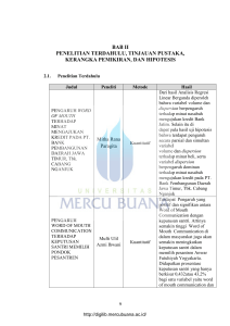 bab ii penelitian terdahulu, tinjauan pustaka, kerangka pemikiran