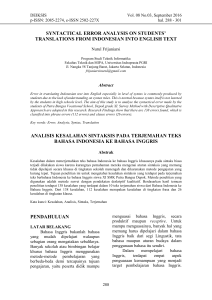syntactical error analysis on students` translations from indonesian