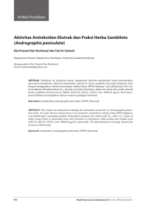 Aktivitas Antioksidan Ekstrak dan Fraksi Herba Sambiloto