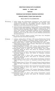 peraturan daerah kota palembang nomor 13 tahun 2004 tentang