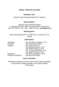 JURNAL THEOLOGI ALETHEIA Diterbitkan oleh : Sekolah Tinggi