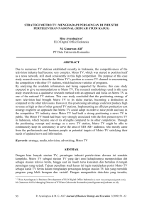 STRATEGI METRO TV: MENGHADAPI PERSAINGAN DI INDUSTRI