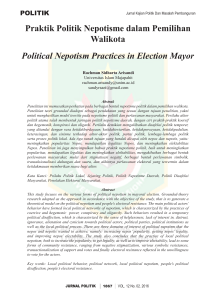 Praktik Politik Nepotisme dalam Pemilihan Walikota Political