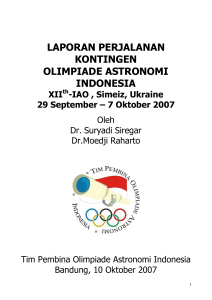 Laporan Perjalanan Kontingen Olimpiade Astronomi Indonseia ke