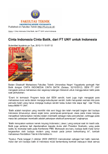 Cinta Indonesia Cinta Batik, dari FT UNY untuk Indonesia