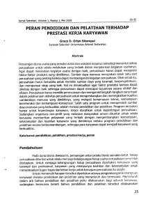 peran pendidikan dan pelatihan terhadap prestasi kerja karyawan