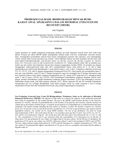 produksi gas hasil biodegradasi minyak bumi