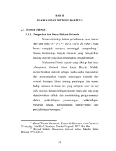 18 BAB II DAKWAH DAN METODE DAKWAH 2.1. Konsep Dakwah