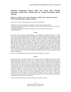 Pengaruh Penggunaan Filtrasi Zeolit dan Arang Aktif terhadap